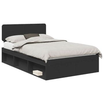 Vidaxl Konstrukcija postelje Črna 135 x 190 cm Masivno borovo les