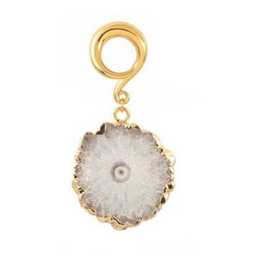 shumee Obešalnik za ušesa - zlato - siv ahat - PT-159 10 mm
