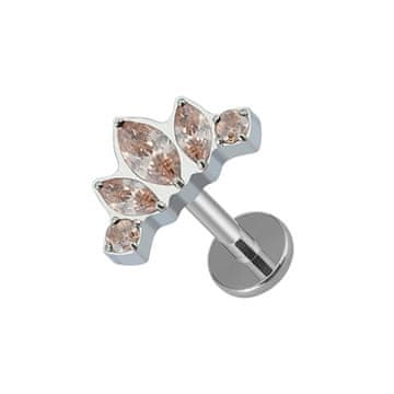 shumee Titanium srebrni labret - šampanjec cirkoni - TGW-088 1.2/6