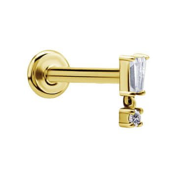 shumee Okrasni labret uhan - zlat z belimi cirkoni - LGW-037 1,2/6