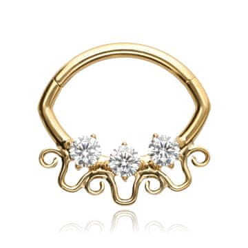 shumee Uhan kliker iz titana z belimi cirkoni - zlato - TK-094 1.2/10