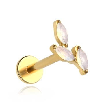 shumee Labret uhan iz titana z mlečnimi cirkoni - zlato 1,2/8