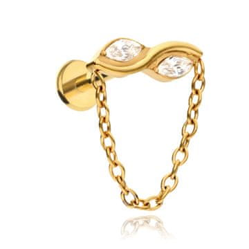 shumee Labret uhan iz titana z belim cirkonom - zlato 1,2/8