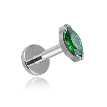 shumee Titanov labret, srebrna solza z zelenim cirkonom 1,2/6