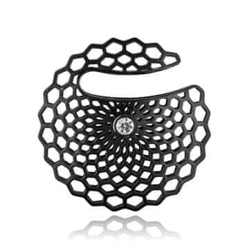 shumee Utež za ušesa z belim cirkonom - črna - PT-171 10 mm