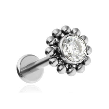 shumee Labret uhan iz titana z belim cirkonom - srebro 1,2/8