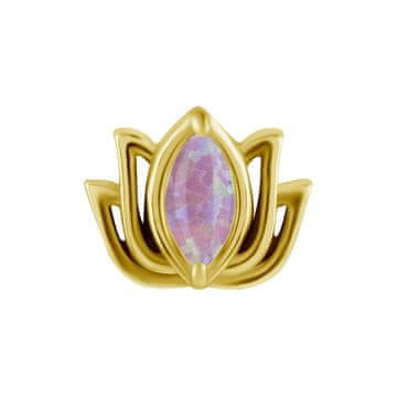 shumee Potisni pokrovček - lotosov cvet z vijoličnim opalom - CoCr NF - zlata - PI-003