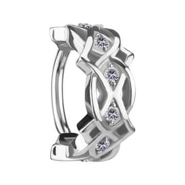 shumee Okrasni uhan obroček na klik z belimi cirkoni - CoCr NF - srebrn - K-068 1.2/10