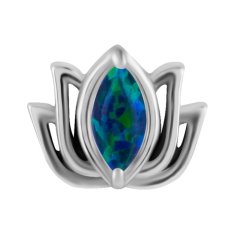 shumee Potisni pokrovček - lotosov cvet z zelenim opalom - CoCr NF - srebrn - PI-003