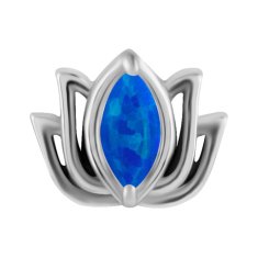 shumee Potisni pokrovček - lotosov cvet z modrim opalom - CoCr NF - srebrn - PI-003