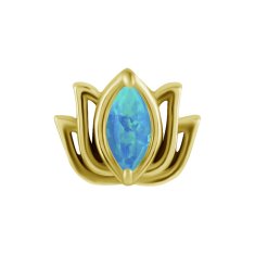 shumee Potisni pokrovček - lotosov cvet s svetlo modrim opalom - CoCr NF - zlata - PI-003
