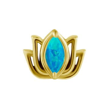 shumee Potisni pokrovček - lotosov cvet s svetlo modrim opalom - CoCr NF - zlata - PI-003