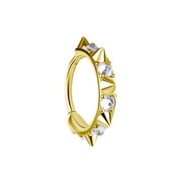 shumee Uhani na kliker obroč z žebljički in belimi cirkoni - CoCr NF - zlato - K-077 1.2/10