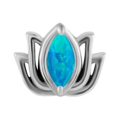 shumee Potisni pokrovček - lotosov cvet s svetlo modrim opalom - CoCr NF - srebrn - PI-003