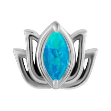 shumee Potisni pokrovček - lotosov cvet s svetlo modrim opalom - CoCr NF - srebrn - PI-003