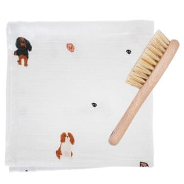 shumee Luonnollinen vauvanharja kehtokorkkiin + pesulappu Cavalier Dogs, Lullalove