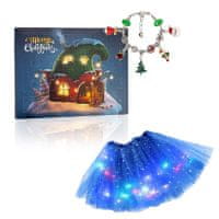 JOJOY® Set za izdelavo zapestnic, Božični adventni koledar + Svetleče krilo z LED lučkami | ADVENTPRINCESS, modra