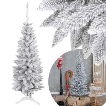 sarcia.eu Vitko umetno smrekovo božično drevo, ozko, zasneženo božično drevo + stojalo, realistično 120 cm