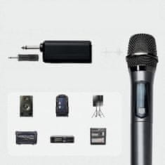 Dexxer Brezžični aku. karaoke set 2x mikrofon LCD in sprejemnik do 50m 2,4 GHz