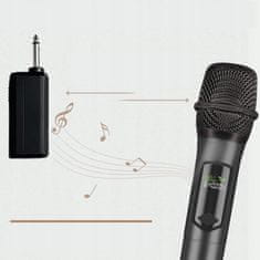 Dexxer Brezžični aku. karaoke set 2x mikrofon LCD in sprejemnik do 50m 2,4 GHz