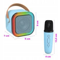 Dexxer Aku. 1200mAh karaoke zvočnik Bluetooth 5.3 2x mikrofon LED RGB moder