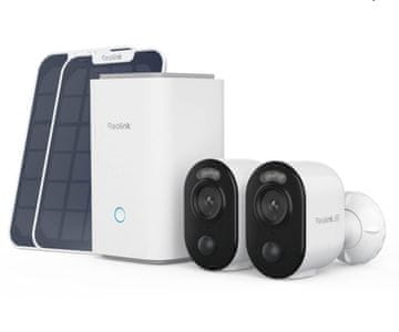 Reolink HUB1-2B350-SOLAR IP varnostni komplet, 2x kamera, 2x panel, 1x snemalna enota, 8MP 4K UHD, WIFI, AI zaznavanje, barvni Night Vision, aplikacija