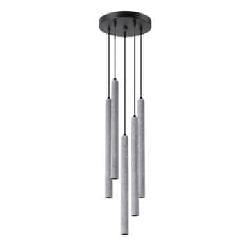 SOLLUX lighting Siva okrogla betonska cevasta viseča svetilka, pet žarnic, PASTELO 5xG9 8W SL.1275 Sollux Lighting