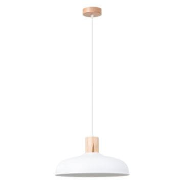 SOLLUX lighting Viseča svetilka z belim senčnikom in lesenimi elementi INDY 1xE27 15W SL.1323 Sollux Lighting