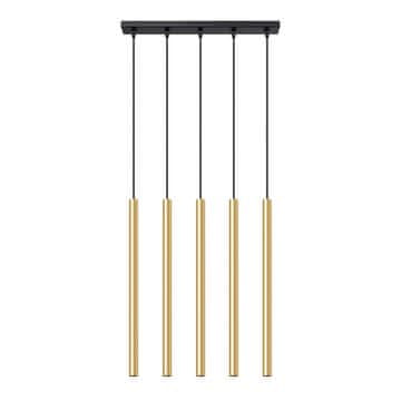SOLLUX lighting Viseča svetilka v zlati sijoči cevi, pet žarnic, PASTELO 5xG9 8W SL.1198 Sollux Lighting