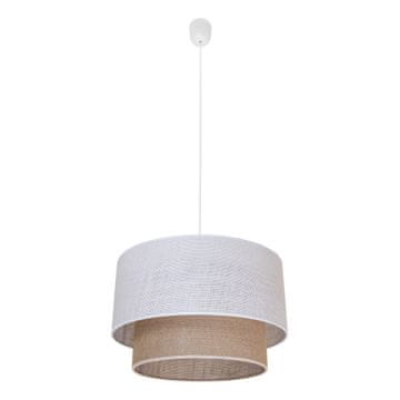 shumee Skandinavska viseča svetilka iz jute, dvojni senčnik, bela in bež, 1xE27 60W, BUENO Milagro