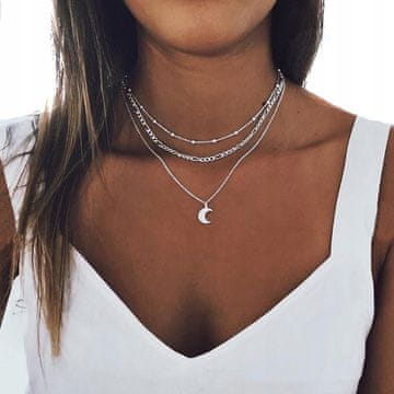 shumee Ogrlica z dolgim chokerjem za slavne osebe, boho srebrna, 26