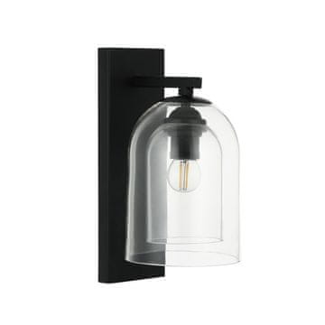 shumee Dekorativna stenska svetilka črno steklo prozorna dvojna senčnik 1xE27 15W ELARIS Light Prestige