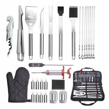 shumee KOMPLET ZA ŽAR Jekleno XXL ORODJE 30x DODATKI