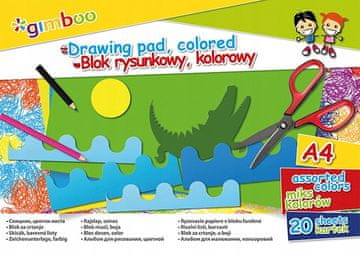 shumee Blok za risanje A4, 20 barvnih listov, 70 g/m², Gimboo 7531BTS17-99/K