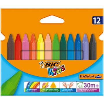 shumee BIC KIDS Plastidecor trikotne voščene barvice, 12 barv