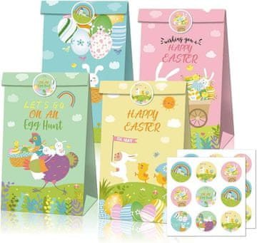 shumee Velikonočne papirnate darilne vrečke, okrasne, 22x12cm, 12 kosov.