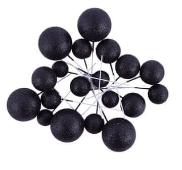 shumee Dekorativne kroglice na okrasnem okrasku z bleščicami v črni barvi