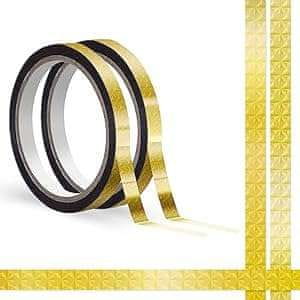 shumee Dekorativni holografski lepilni trak, zlate barve, 10 cm x 100 m, 2 roli