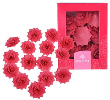 shumee ROSE ROZALIA rdeči oblati 15 kosov cvetov za okrasitev tort in peciva