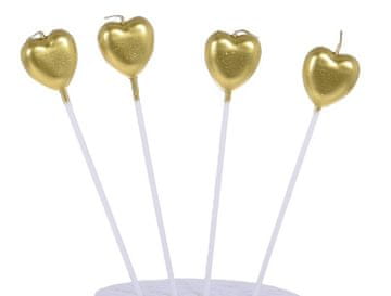shumee Svečke za torto ZLATA SRCA 4 kosi