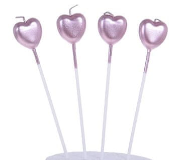 shumee Svečke za torto v obliki srca, rožnato zlato, 4 kosi