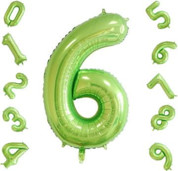 shumee Rojstnodnevni folijski balon s številko 6, zelen, 106 cm