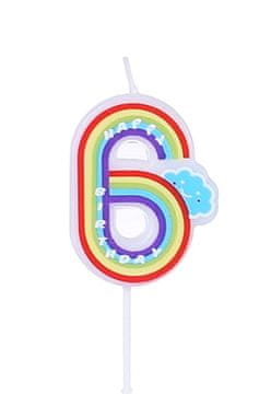 shumee Mavrična rojstnodnevna sveča številka "6"