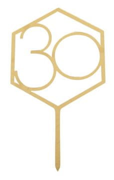 Akrilni okrasek za torto za 30. rojstni dan, zlat, številka 30