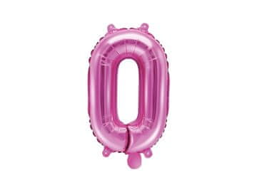 PartyDeco Folija balon številka "0" temno roza 35 cm