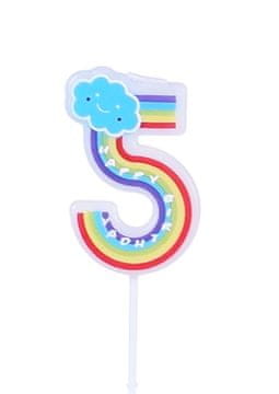 shumee Mavrična rojstnodnevna sveča številka "5"