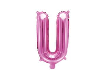 PartyDeco Folija balon črka "U" temno roza 35 cm