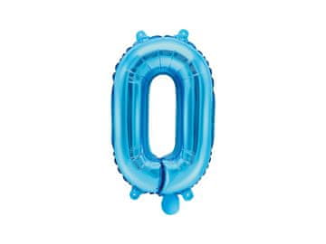 PartyDeco Folija balon številka "0" moder 35 cm