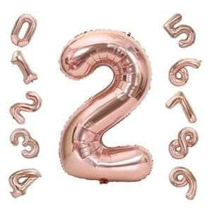 shumee Rojstnodnevni folijski balon številka 2, velik, barva rožnato zlata, 106 cm