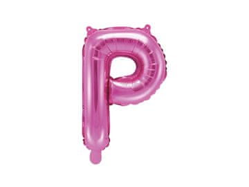 PartyDeco Folija balon črka "P" temno roza 35 cm